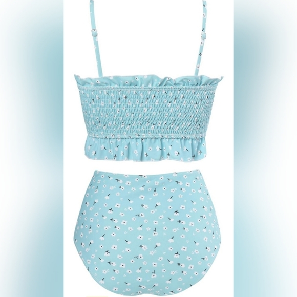 🌞Shirred Bandeau Bikini Top High Waisted Bottom - Picture 3 of 4